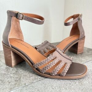 NEW Lucky Brand Tasmina Leather Ankle Strap Open Toe Heels Shoes Women’s Size 9